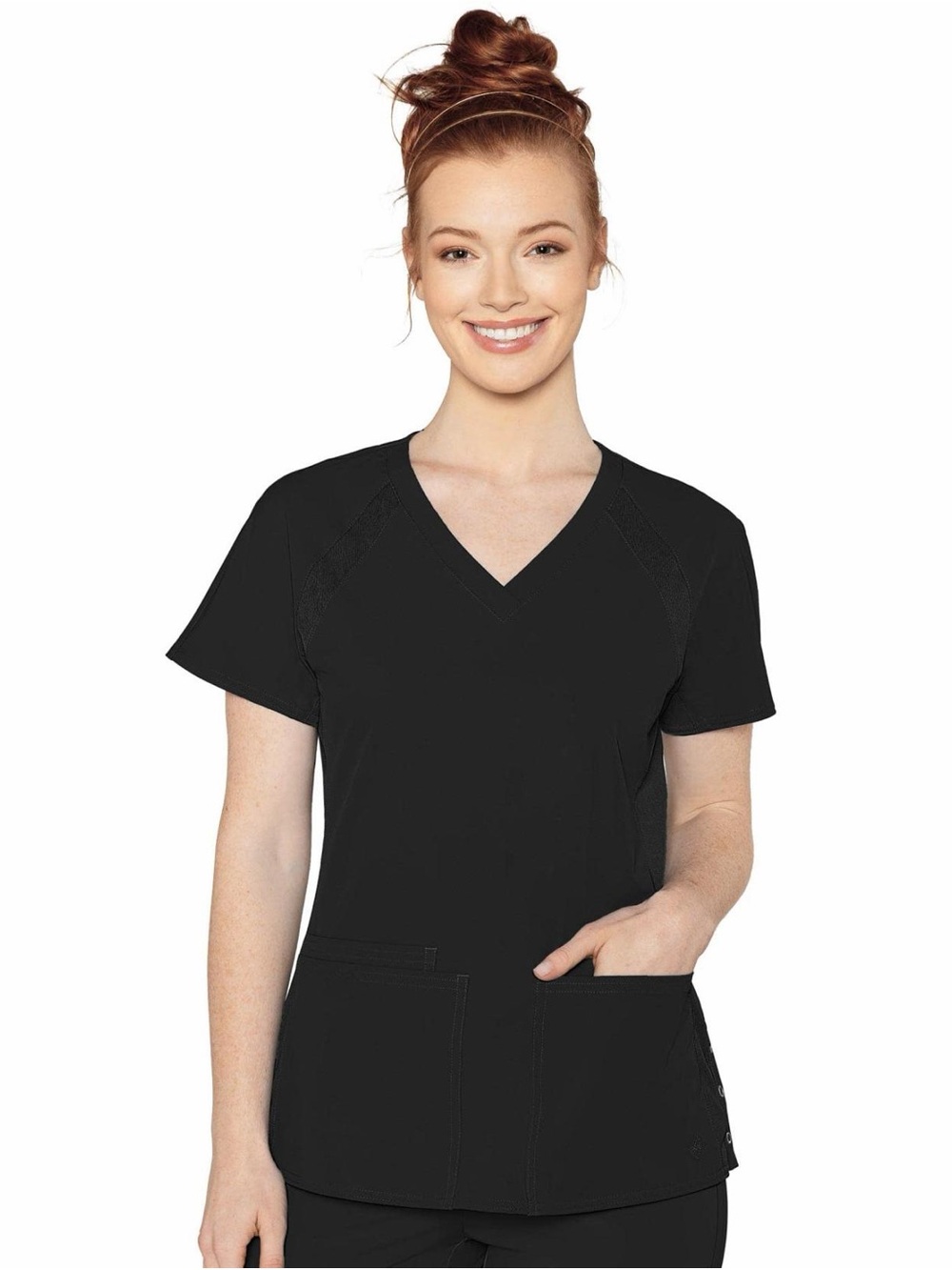 Med Couture XS Peaches Scrub Top Black
